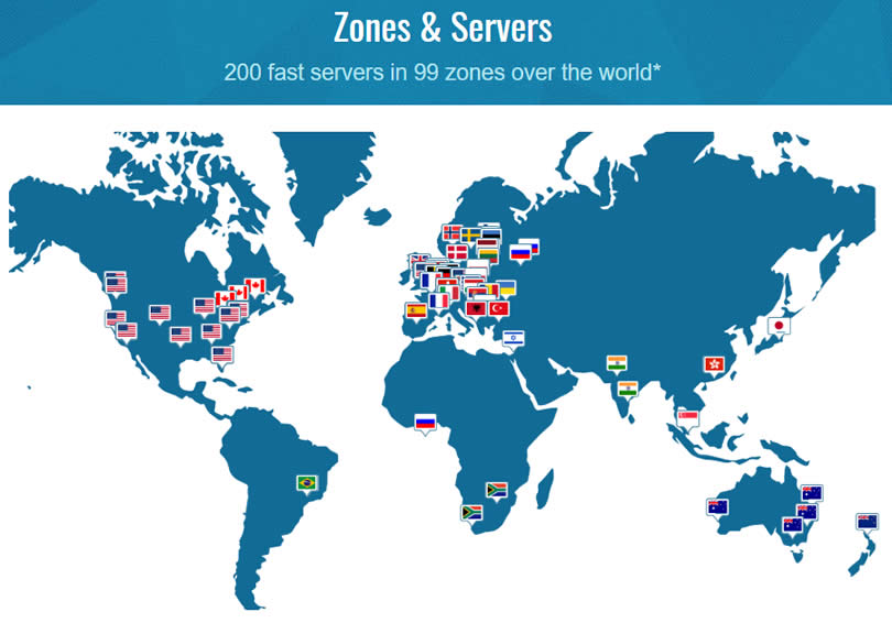 小型VPN服務器網絡覆蓋99個國家